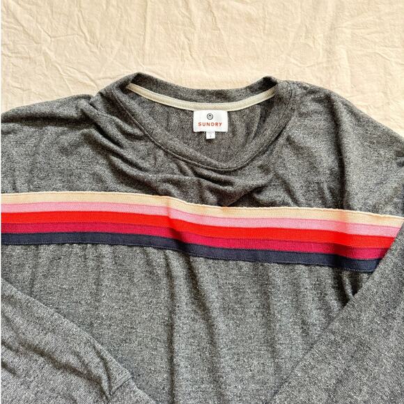 Sundry Center Stripe Shauna Sweatshirt - Size Large - Picture 3 of 4